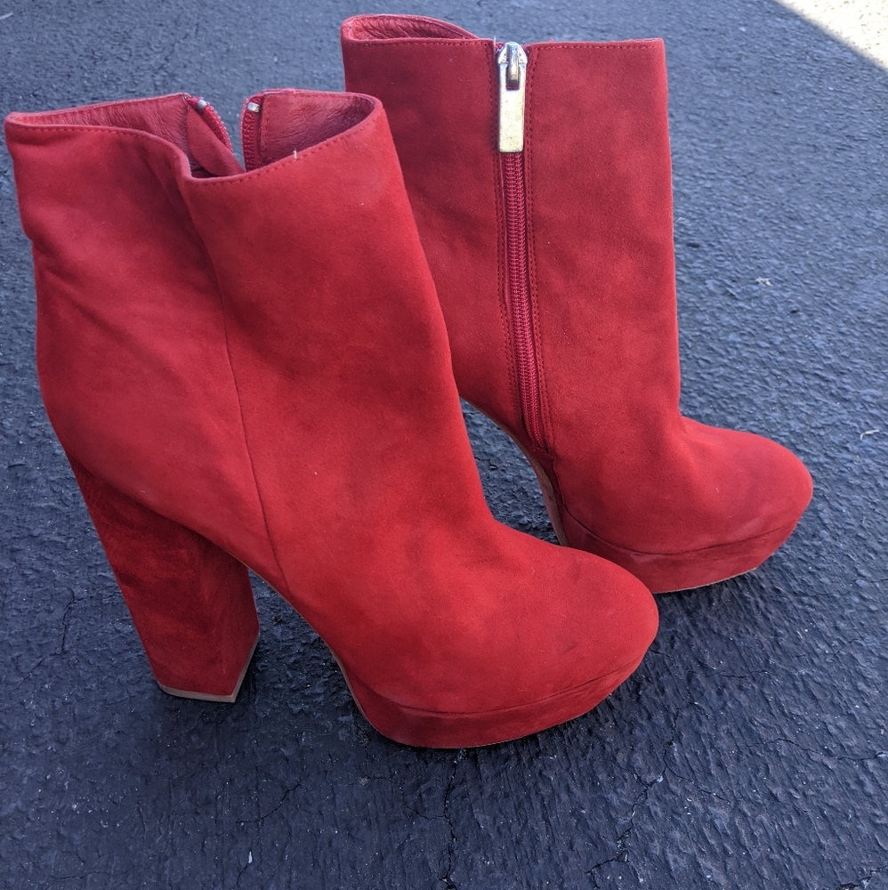 Dolce Vita red suede platform heels size 10